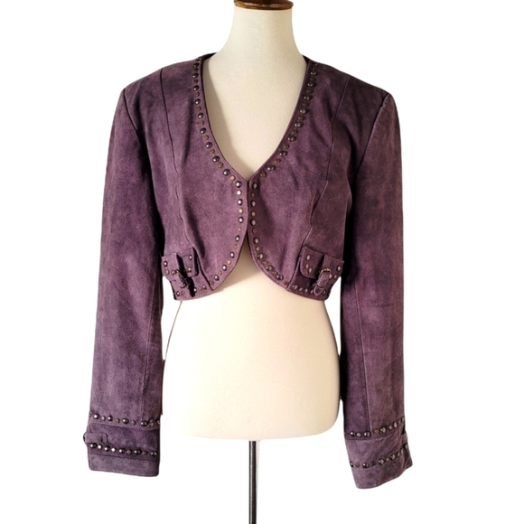 Double D Ranch Vintage Purple Suede Studded Cropped Bolero Corset Jacket - Picture 3 of 10